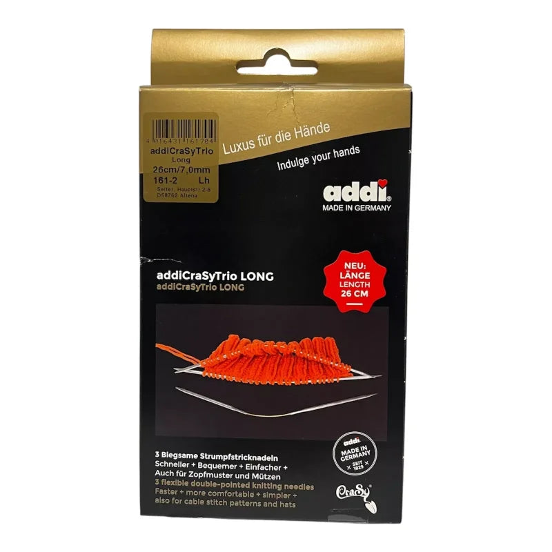 Addi CraSy Trio Long 3er Set Verpackung für biegsame Socken-Stricknadeln