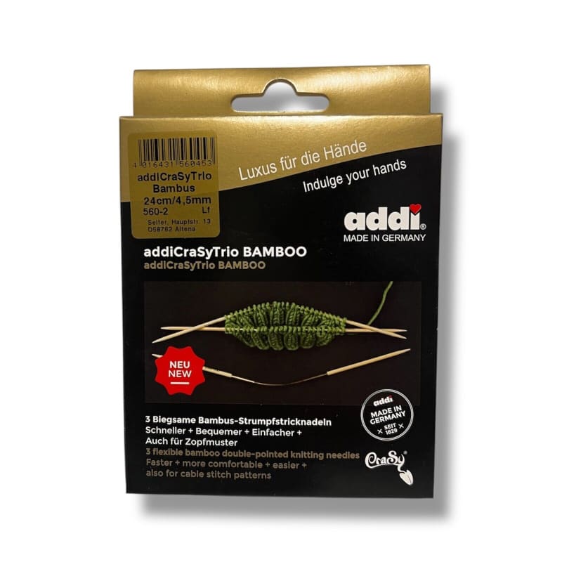Addi CraSyTrio Bamboo Stricknadeln Verpackung für flexibles Sockenstricken