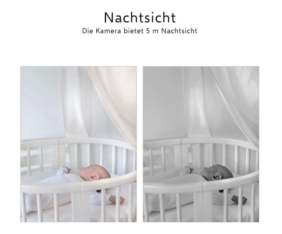 Babykamera mit großer Reichweite zeigt Night Vision Vergleich, perfekt für Android & iPhone