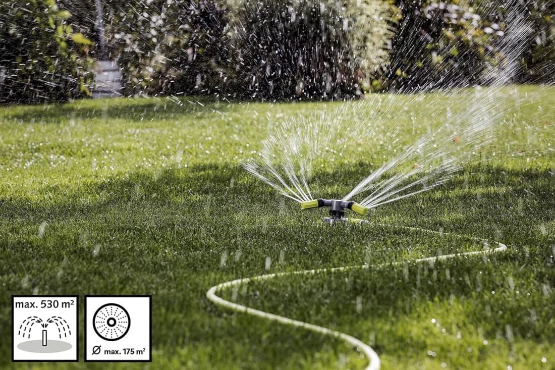 Drehbarer Rasensprenger Kreisregner Trio für 175 m² Garten aus Kunststoff REHAU