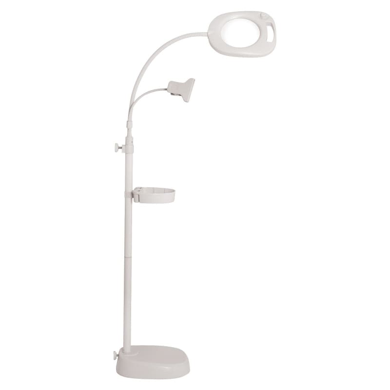 Weiße LED-Lupenleuchte 4 in 1 mit Standfuß, Tischlampe, Akku und 220V 6500K