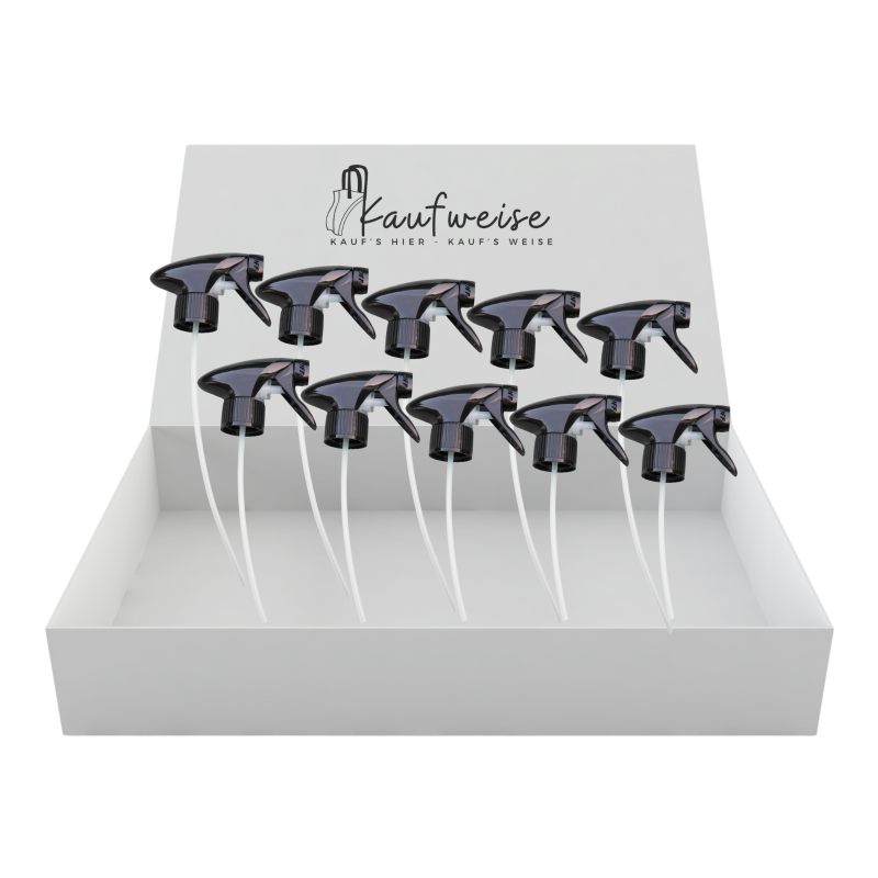 Sprayköpfe im Displaybox für Flaschen mit chemikalienfestem Trigger 28/410