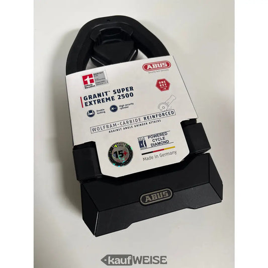 Schwarzes ABUS Granit Super Extreme 2500 Bügelschloss mit U-förmigem Bügel