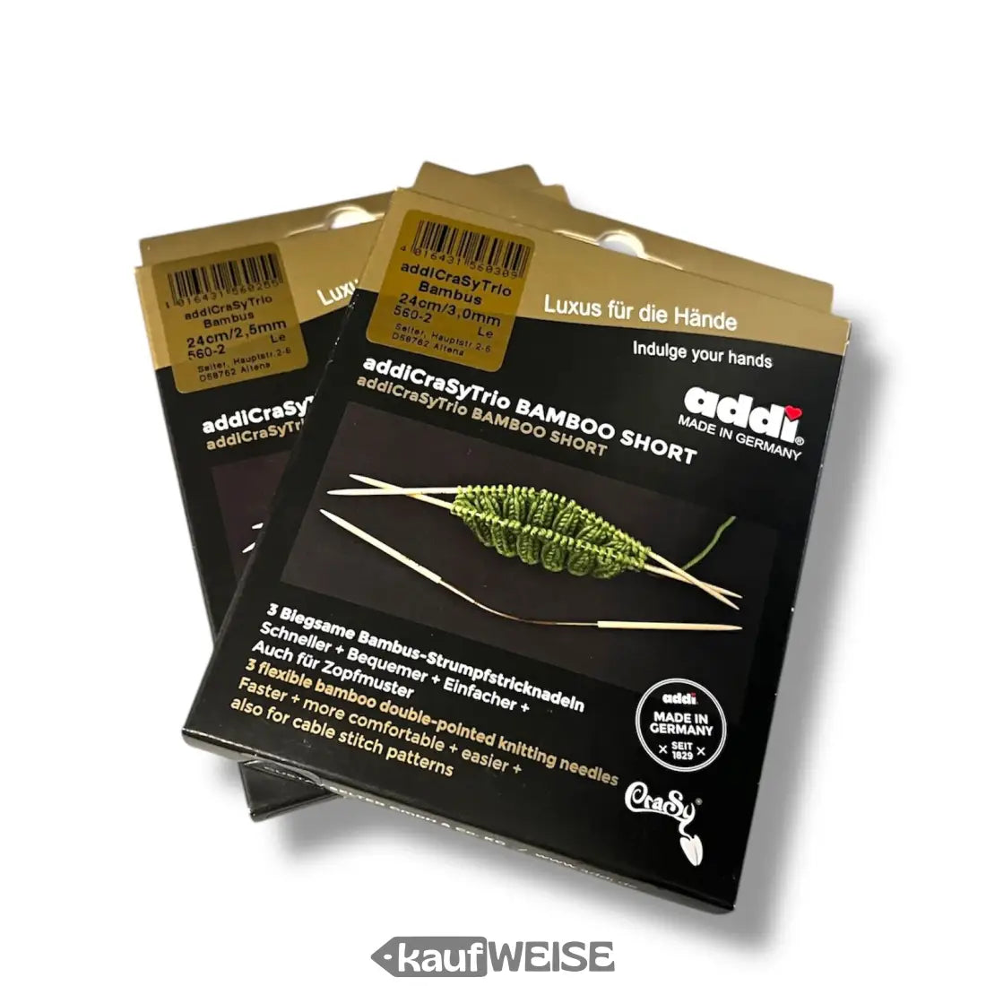 AddiCraSyTrio Bamboo Stricknadeln im Paket für kreatives Stricken