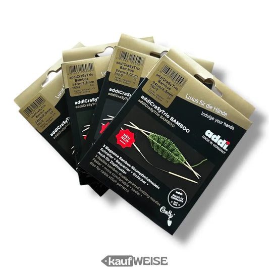 Addi CraSyTrio Bambus Stricknadeln im 3er Set für flexibles Sockenstricken