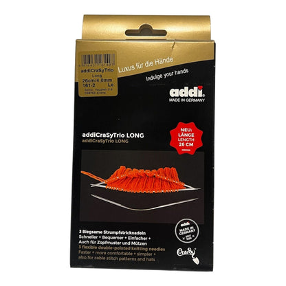 Addi CraSy Trio lange Stricknadel Set für Socken und Strümpfe, 26 cm flexibel