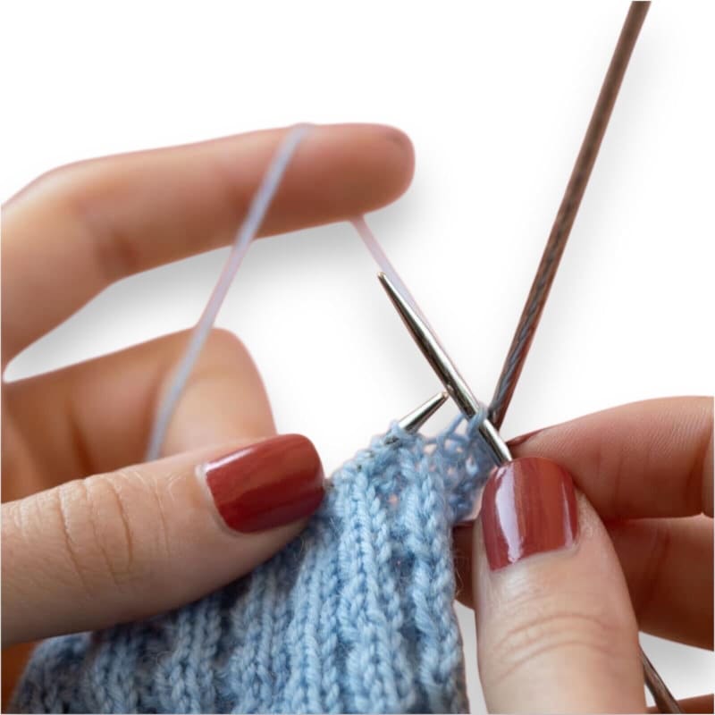Knitting in progress with addi Crasy Trio Strumpfstricknadeln für Socken