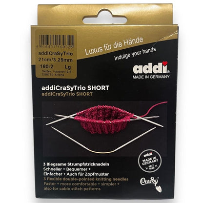 AddiCraSyTrio Verpackung für kurze 21 cm Sockenstricknadeln im 3er Set