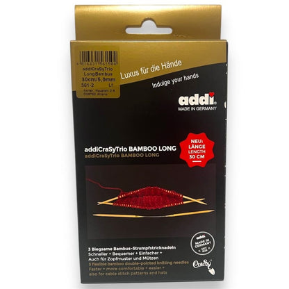 Addi Crasy Trio Bambusstricknadeln in Verpackung für Sockenstricken