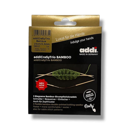 Addi CraSyTrio Bambus Stricknadeln 24cm in stylischer Verpackung für Sockenstricken