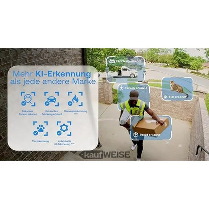 Gelber Reflektionsweste mit Logo, getragen von Pizzaboten mit Arlo Ultra 2