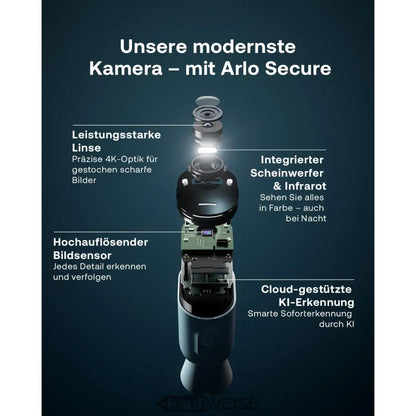 Schwarze Arlo Ultra 2 4K Kamera mit Infrarot