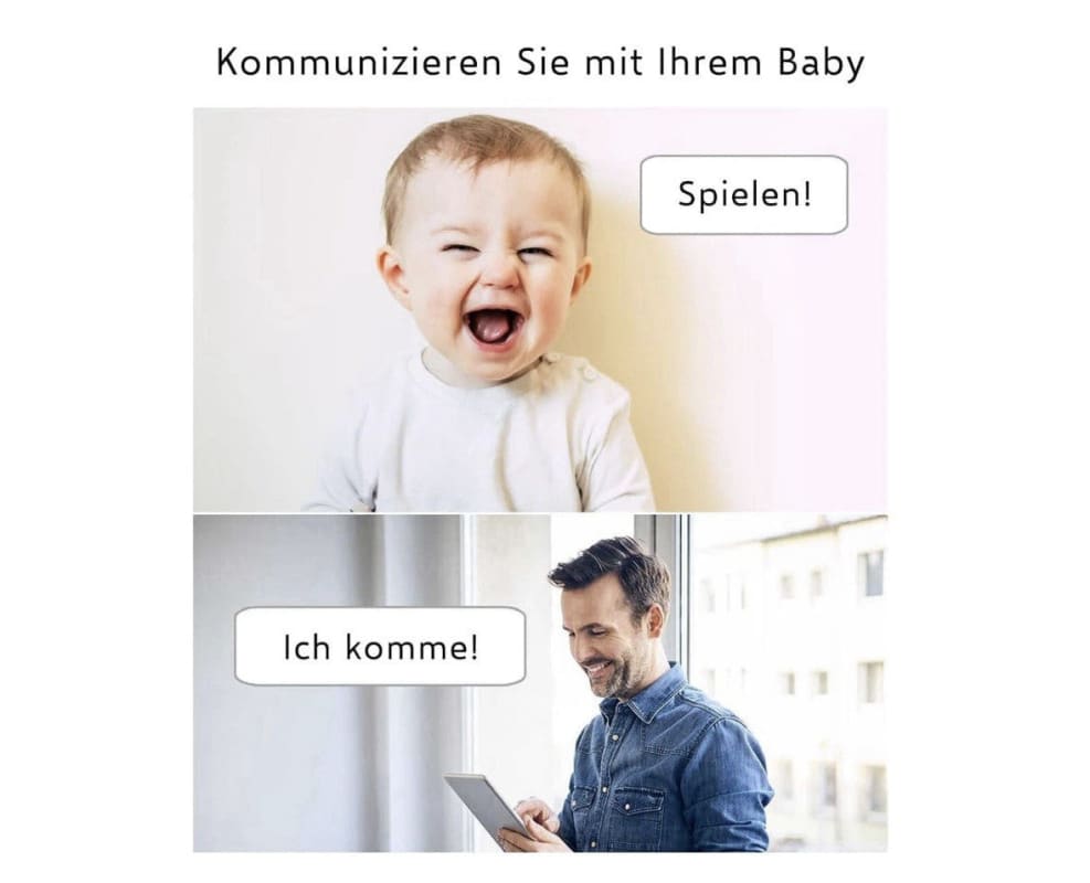 Baby- und Vater-Kommunikation mit Babykamera und kostenloser App für Android und iPhone