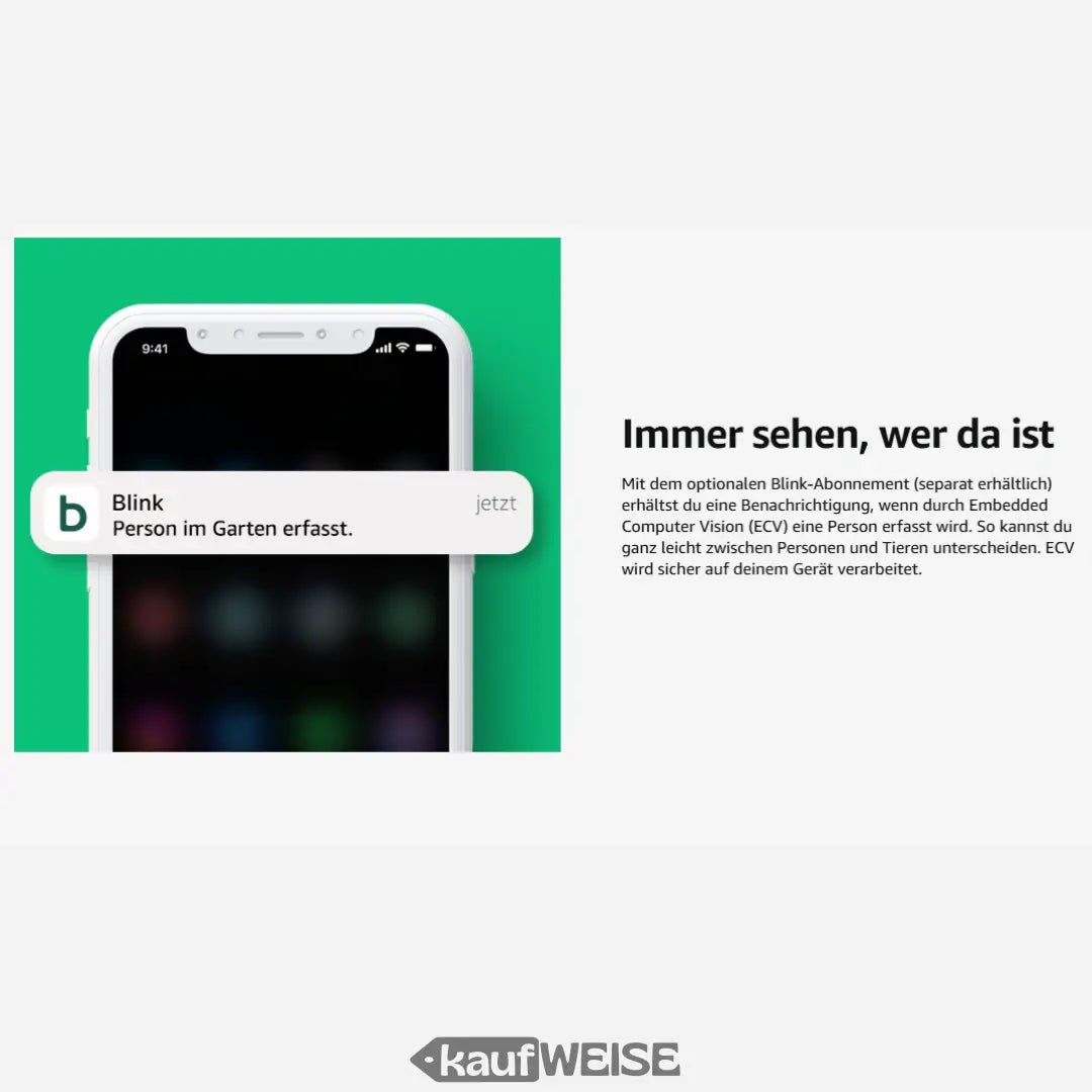 Smartphone mit Blink App Benachrichtigung für Blink Outdoor 4 Überwachungskamera Set