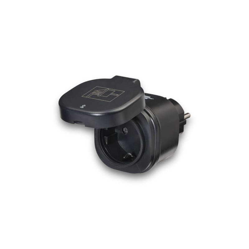 Schwarzer Outdoor-Steckdosenadapter mit Schutzdeckung für BRENNENSTUHL Connect WIFI