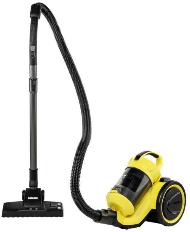 Gelber Kärcher VC 3 beutelloser Staubsauger mit HEPA-Filter und langer Schlauchbürste