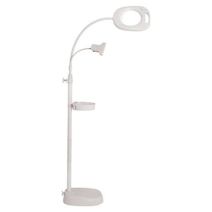 Weiße LED-Lupenleuchte 4 in 1 mit Standfuß, Tischlampe, Akku und 220V 6500K