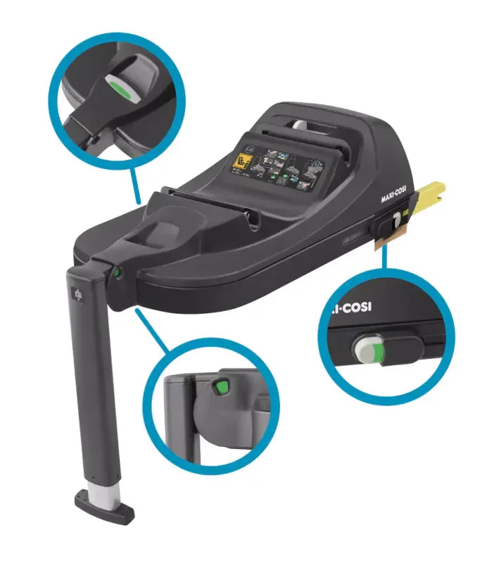 Maxi-Cosi CabrioFix i-Size ISOFIX Base mit schwarzem J-Cosi Autositzfuß und grünen Akzenten