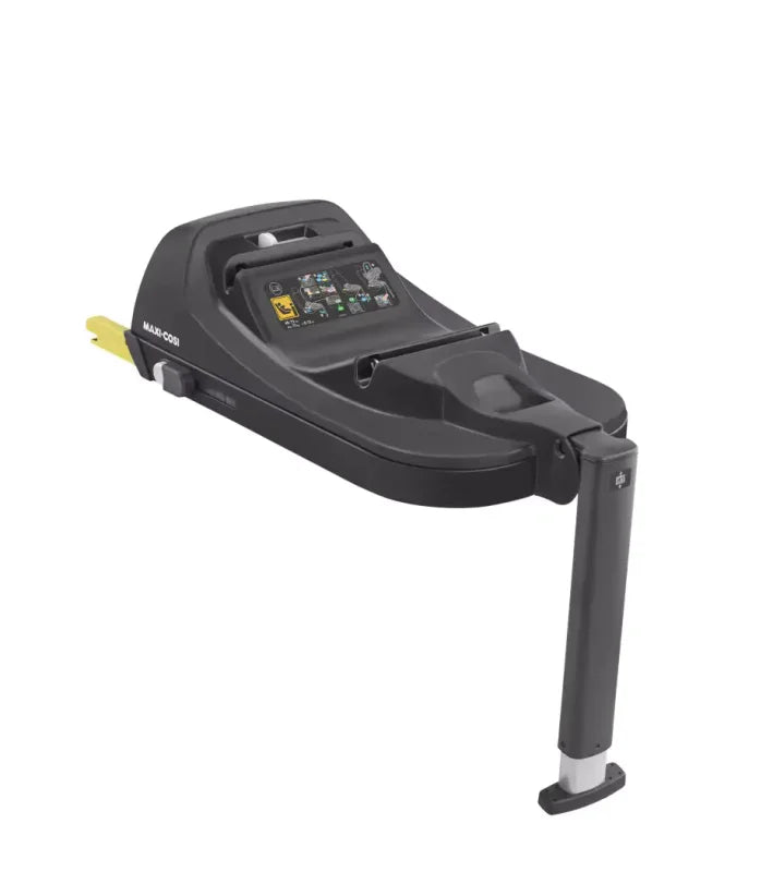 Schwarze Maxi-Cosi CabrioFix i-Size ISOFIX Basis mit verstellbarem Bein und gelben Akzenten