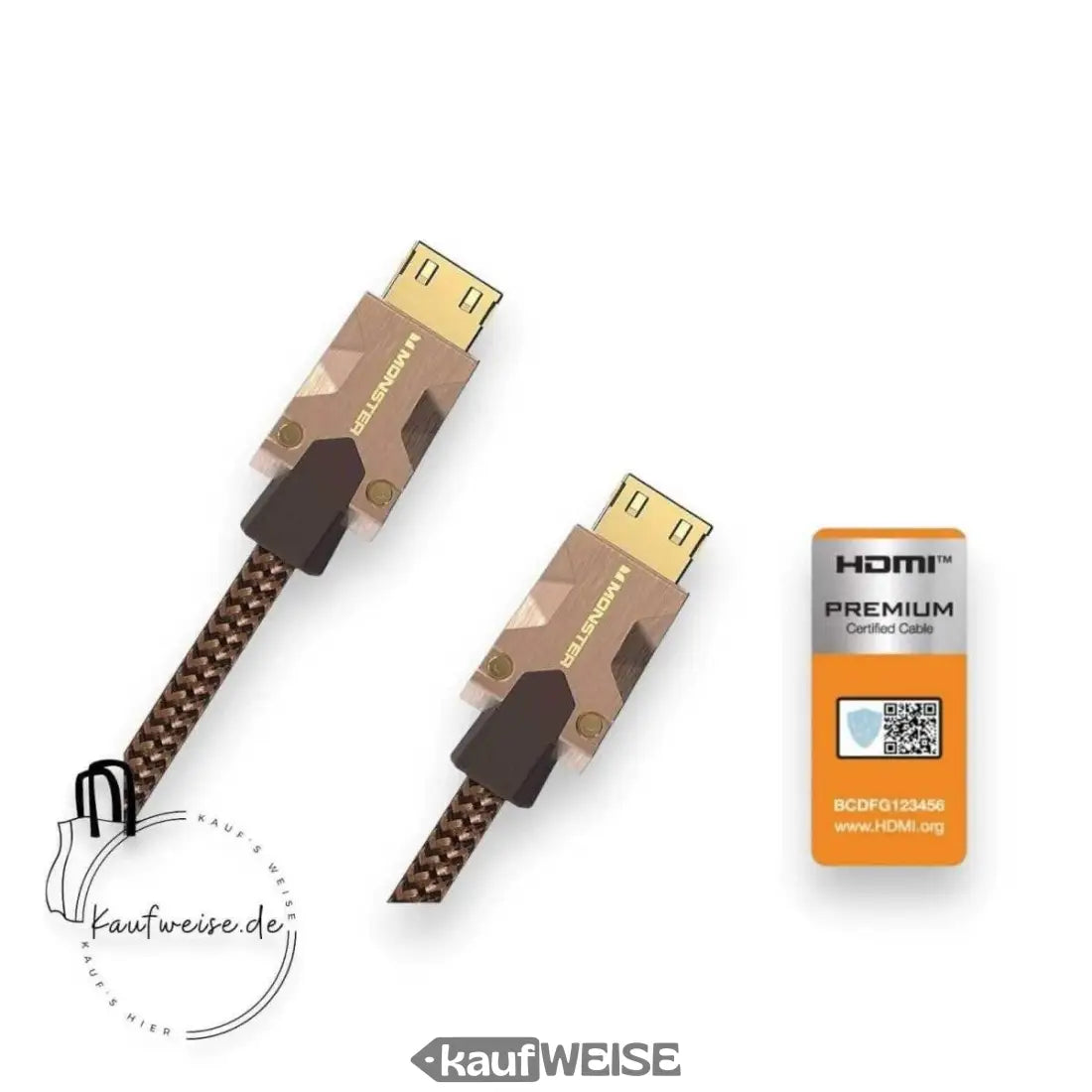 Zwei Monster M2000 HDMI-Kabel mit Zertifizierungslabel für 4K Heimkino und Gaming