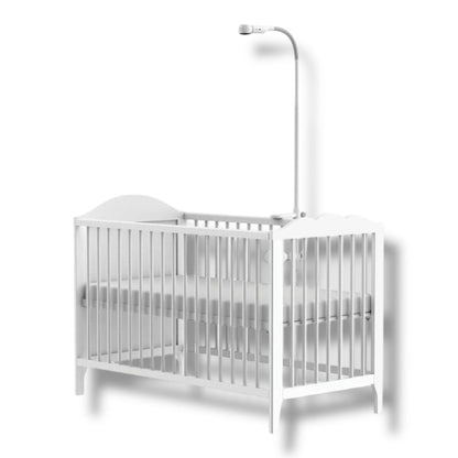 Weißes Babybett mit Kamerahalterung für Motorola Baby VM65X Connect Video-Babyphone