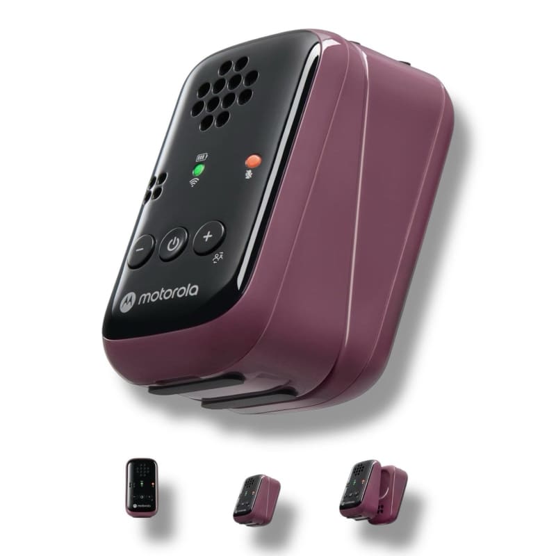 Maroon und schwarzer Babyphone Motorola PIP12 mit Tasche und HD Sound