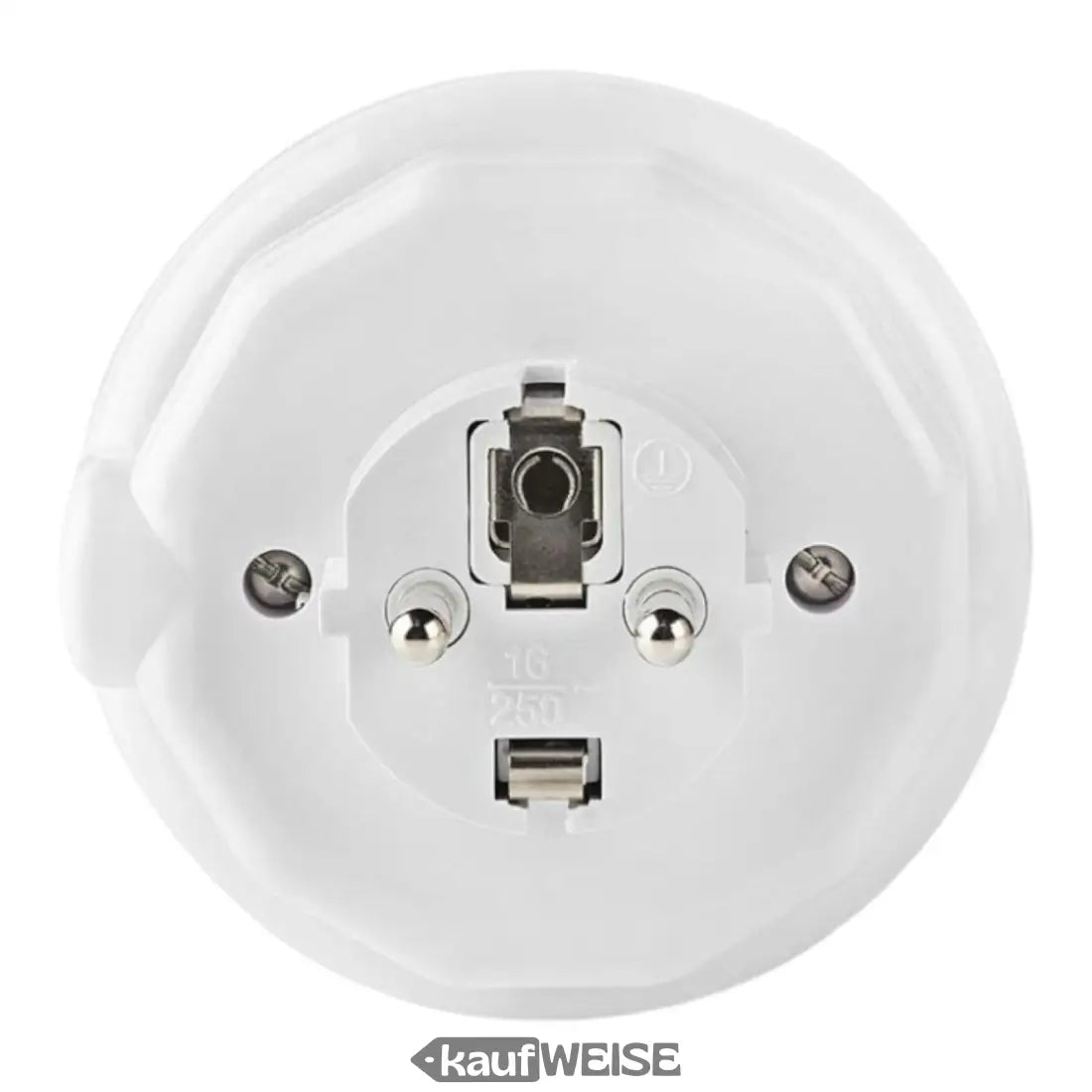 Weißer runder elektrischer Stecker für Nachtlicht mit Steckdose und Dämmerungssensor