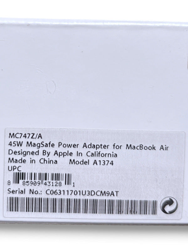 Etikett für 45W MagSafe Power Adapter für MacBook Air Original Apple MC747Z/A
