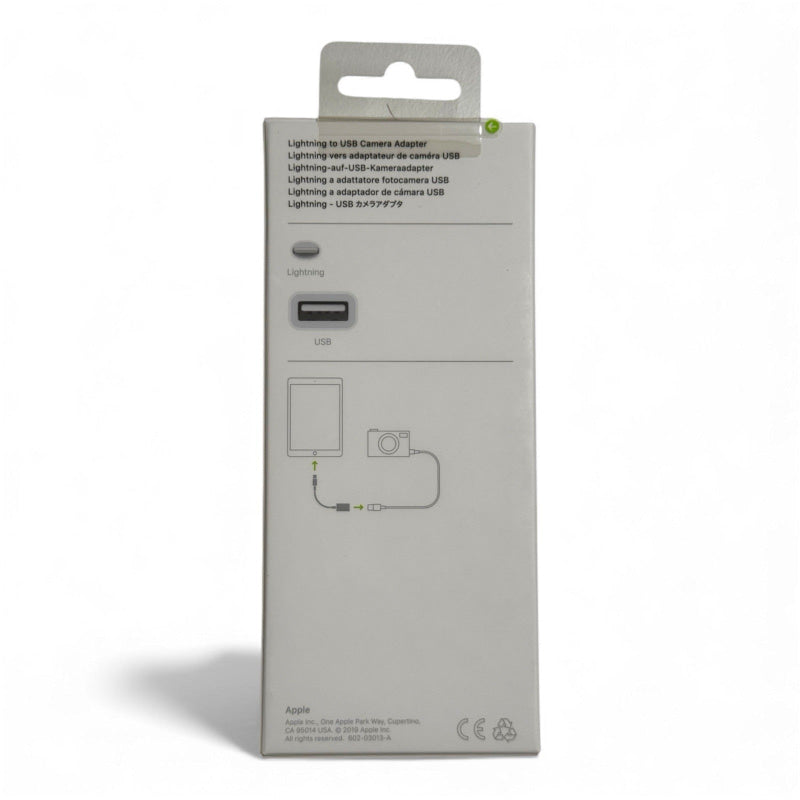 Weiße rechteckige Verpackung für Apple Lightning auf USB Kamera Adapter