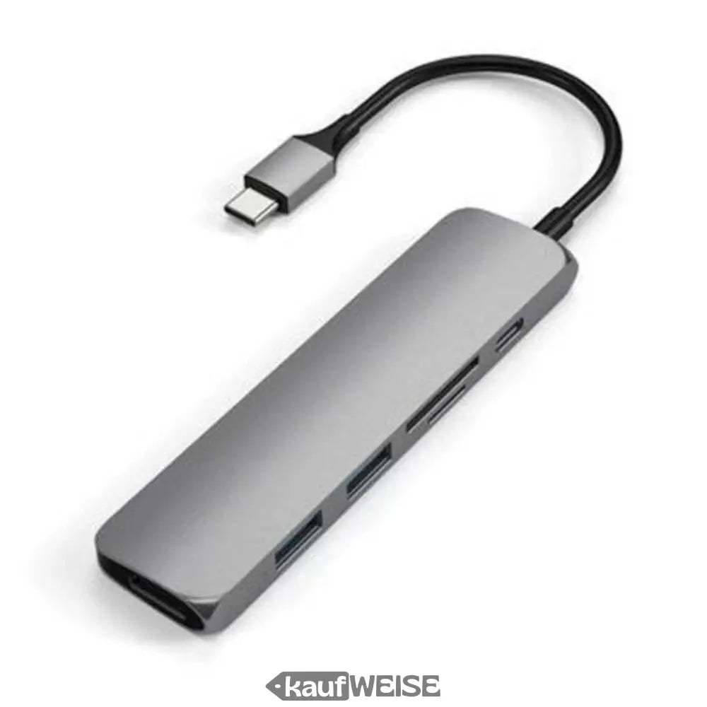 Silberner USB-C Hub mit mehreren Ports und schlankem Design für Satechi V2 Adapter