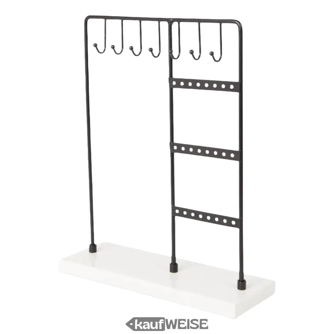 Schwarzer Metall Schmuckständer mit weißer Marmorbasis für Kettenhalter