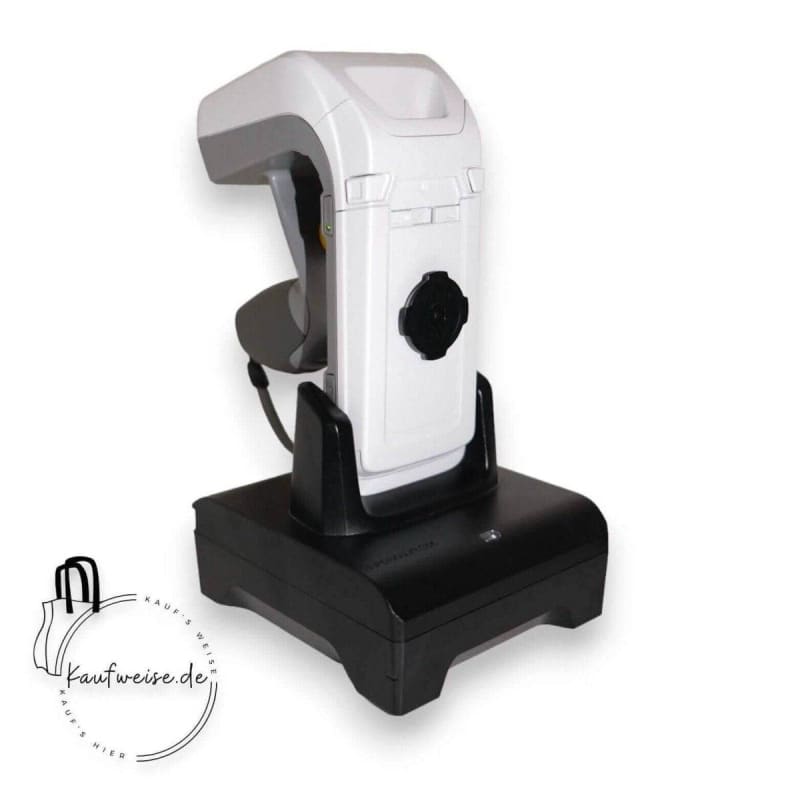 Weißes und graues ophthalmisches Instrument auf schwarzem Sockel für Zebra RFD8500 RFID